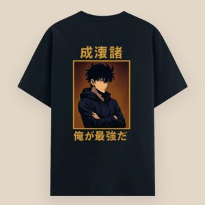 Unisex anime t-shirt featuring Sung Jinwoo in Shadow Monarch form from Solo Leveling