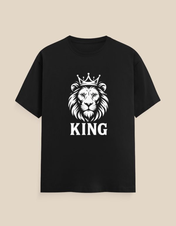 Classic Crew T-Shirt with puff grey vinyl lion print by Aradhya Official