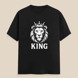 Classic Crew T-Shirt with puff grey vinyl lion print by Aradhya Official