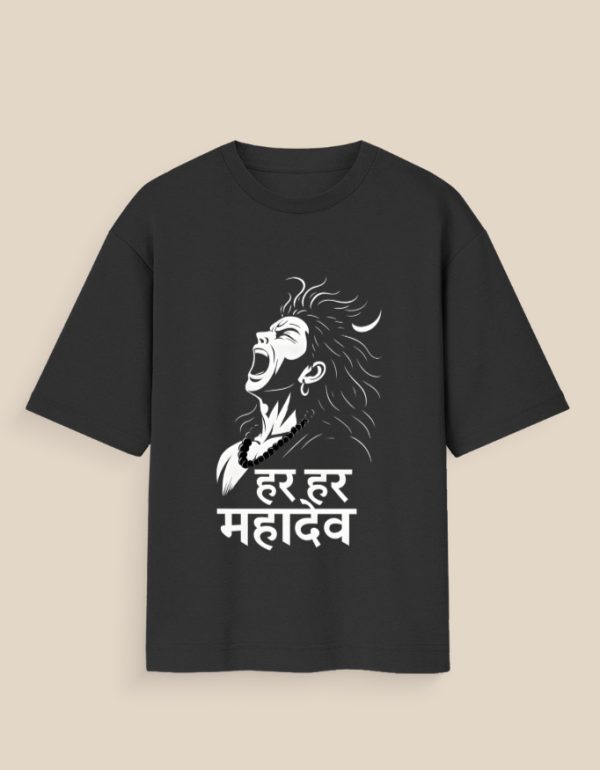 Unisex Oversized T-Shirt featuring Lord Shiva glowing in the dark vinyl print