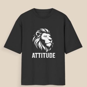 Puff Grey Lion Oversized T-Shirt with 3D vinyl lion print by Aradhya Official