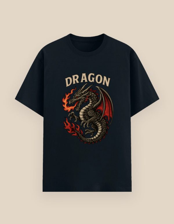 Dare Dragon T-Shirt – A bold unisex tee by Aradhya Official featuring a striking dragon design, made with 100% cotton and perfect for lovers of fearless fashion.