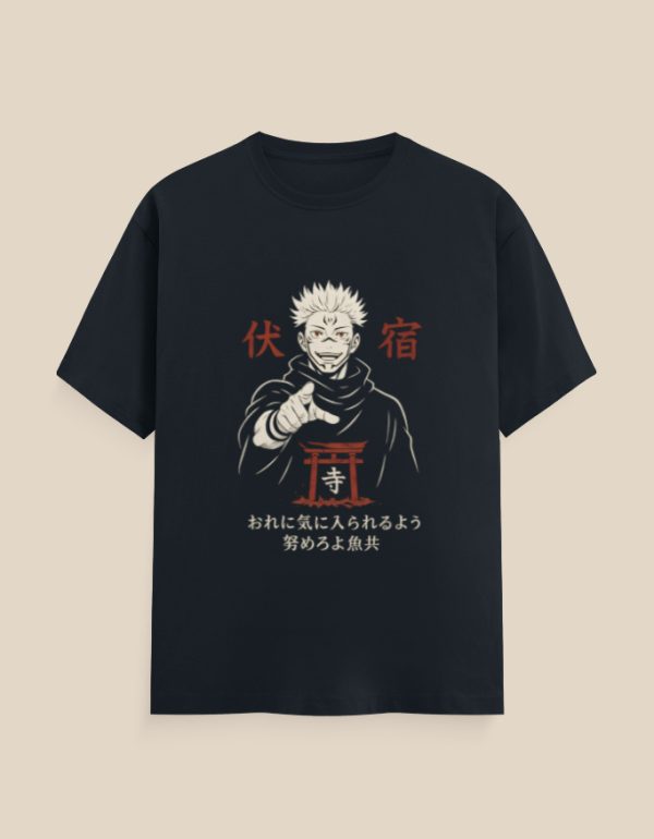 Rule like the King of Curses in the Sukuna Classic Crew T-Shirt from Aradhya Official – a premium anime tee made for bold fans of Jujutsu Kaisen.