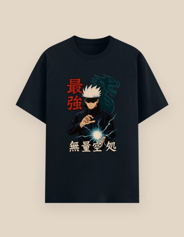 Gojo Satoru Unisex Basic T-Shirt featuring anime design from Jujutsu Kaisen