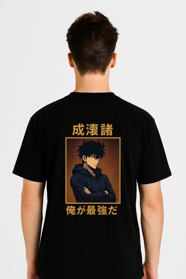 Unisex anime t-shirt featuring Sung Jinwoo in Shadow Monarch form from Solo Leveling