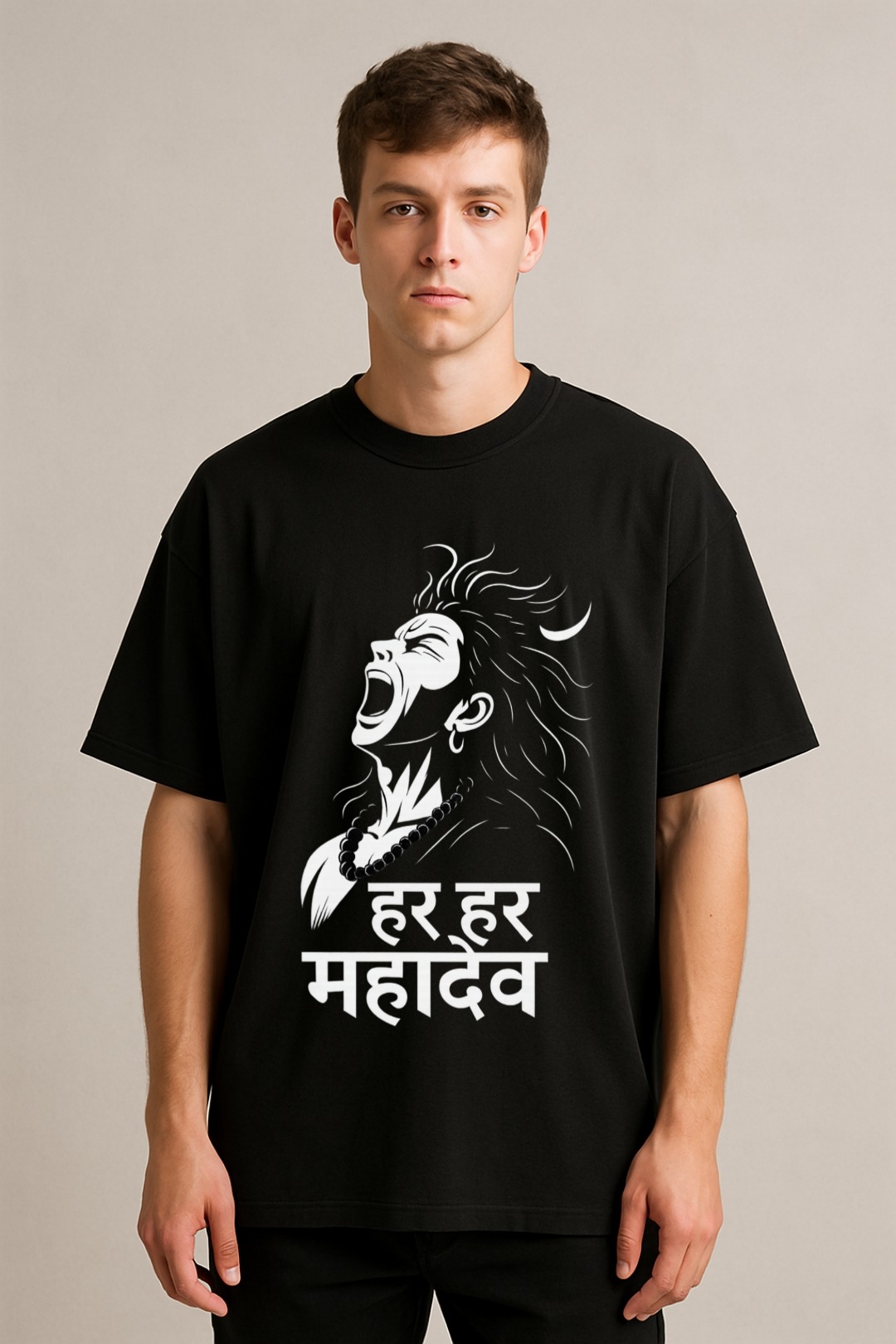 Unisex Oversized T-Shirt featuring Lord Shiva glowing in the dark vinyl print