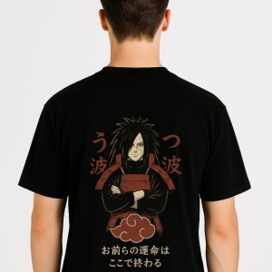 Madara Uchiha Unisex Basic T-Shirt front view – anime design from Naruto
