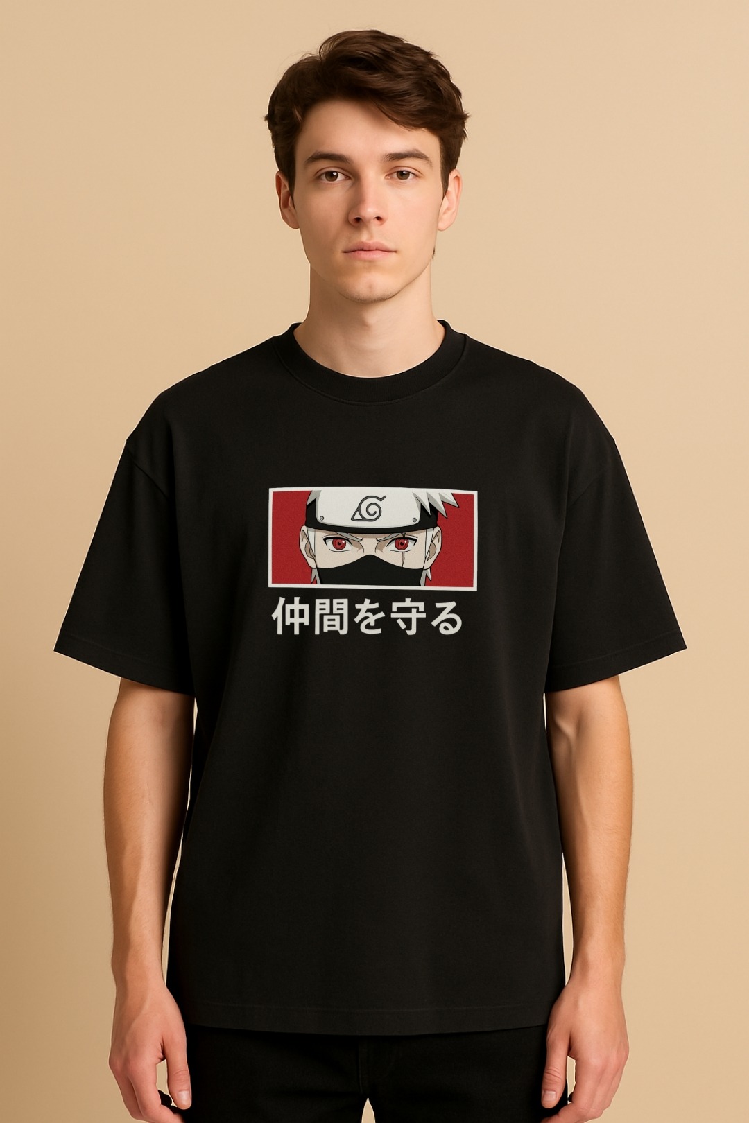 "Men’s Naruto T-shirt featuring Kakashi Hatake – 100% cotton anime crew neck tee by Aradhya Official"