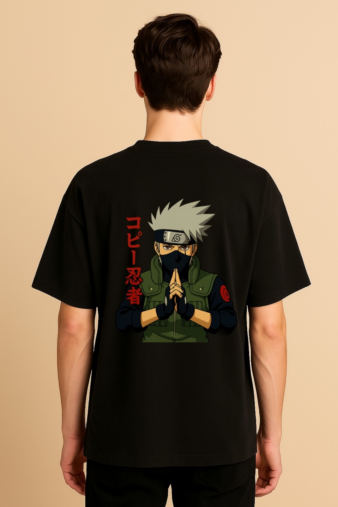 "Men’s Naruto T-shirt featuring Kakashi Hatake – 100% cotton anime crew neck tee by Aradhya Official"