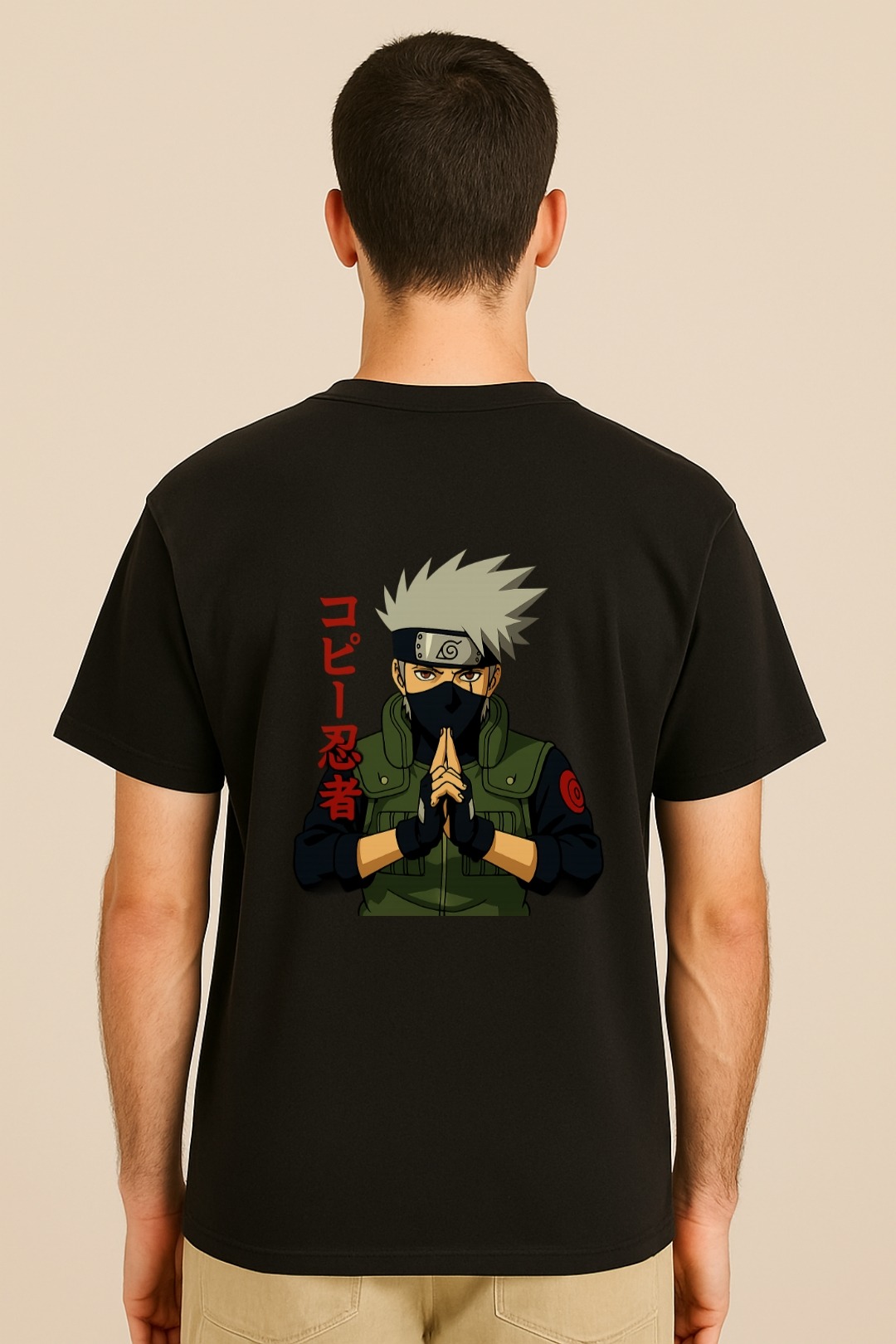 "Men’s Naruto T-shirt featuring Kakashi Hatake – 100% cotton anime crew neck tee by Aradhya Official"
