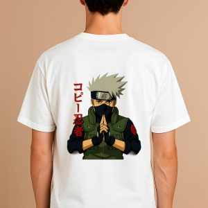 "Men’s Naruto T-shirt featuring Kakashi Hatake – 100% cotton anime crew neck tee by Aradhya Official"