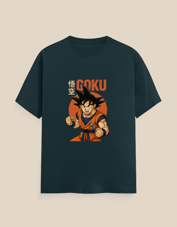 Classic Crew T-Shirt with Goku off-centered anime design by Aradhya Official