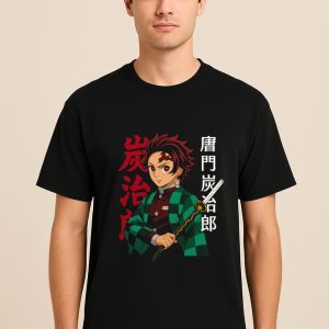 Unisex Classic Crew T-Shirt with Tanjiro Kamado Design from Demon Slayer – Aradhya Official