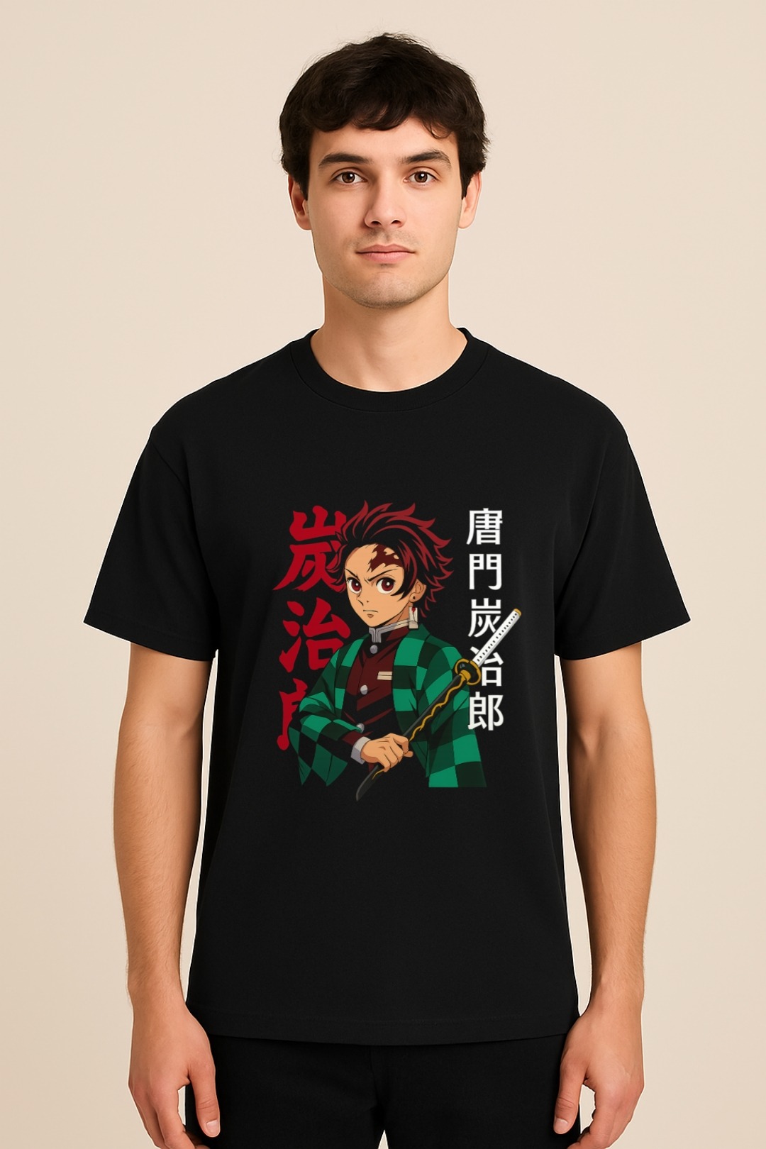 Unisex Classic Crew T-Shirt with Tanjiro Kamado Design from Demon Slayer – Aradhya Official